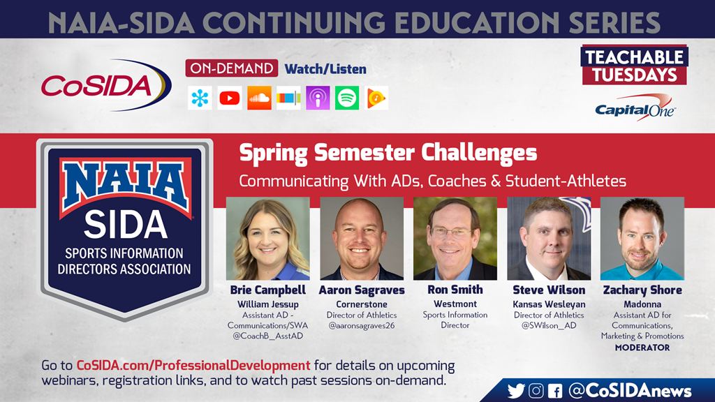 ON-DEMAND Webinar – NAIA-SIDA Series: Spring Semester Challenges - Communicating With ADs, Coaches and Student-Athletes